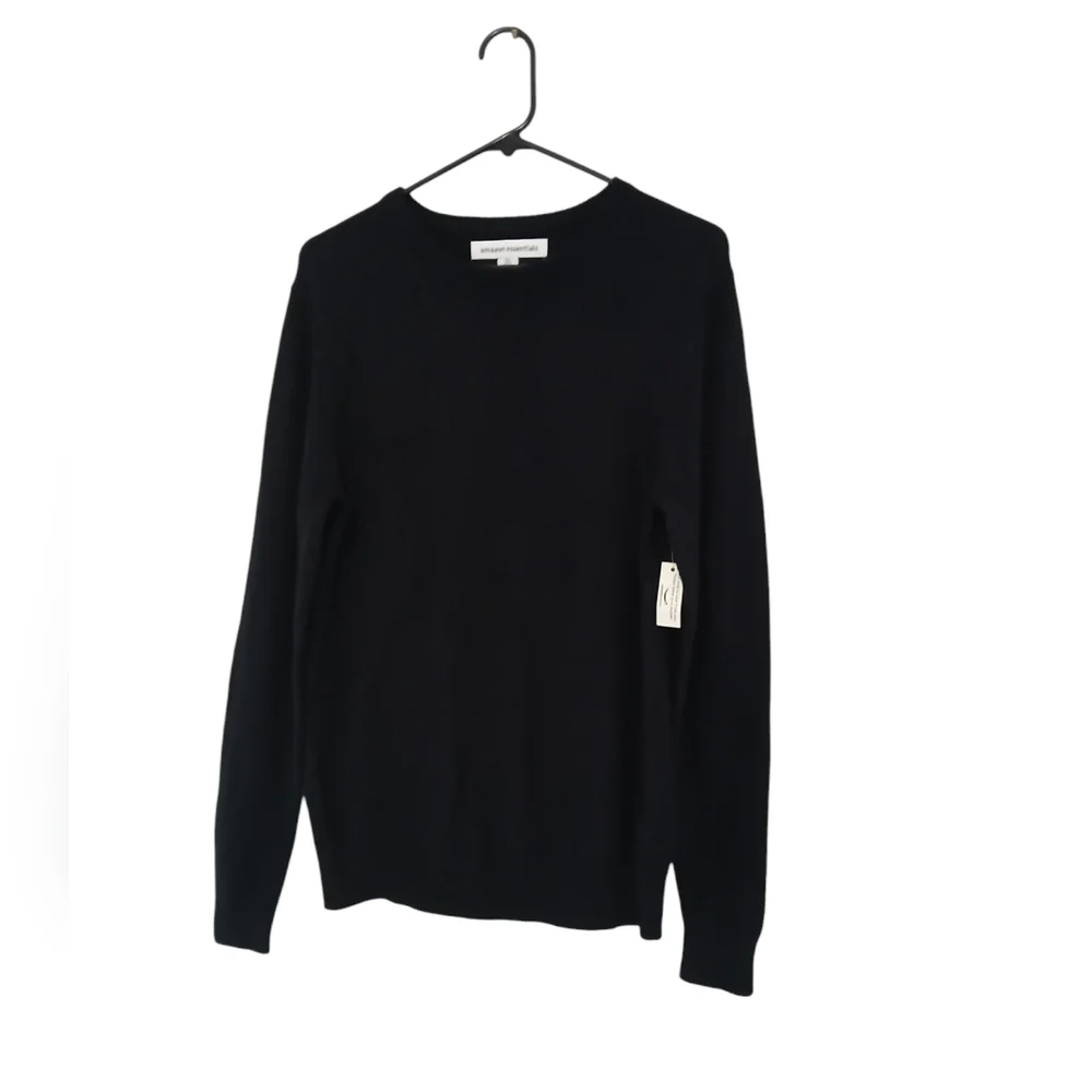 Amazon Essentials Cotton Nylon Wool Blend Mens Black Sweater size Small